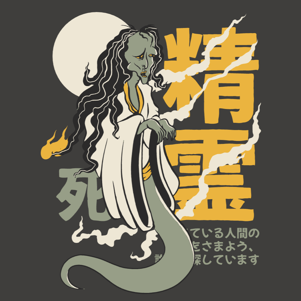 Scary yurei editable t-shirt template