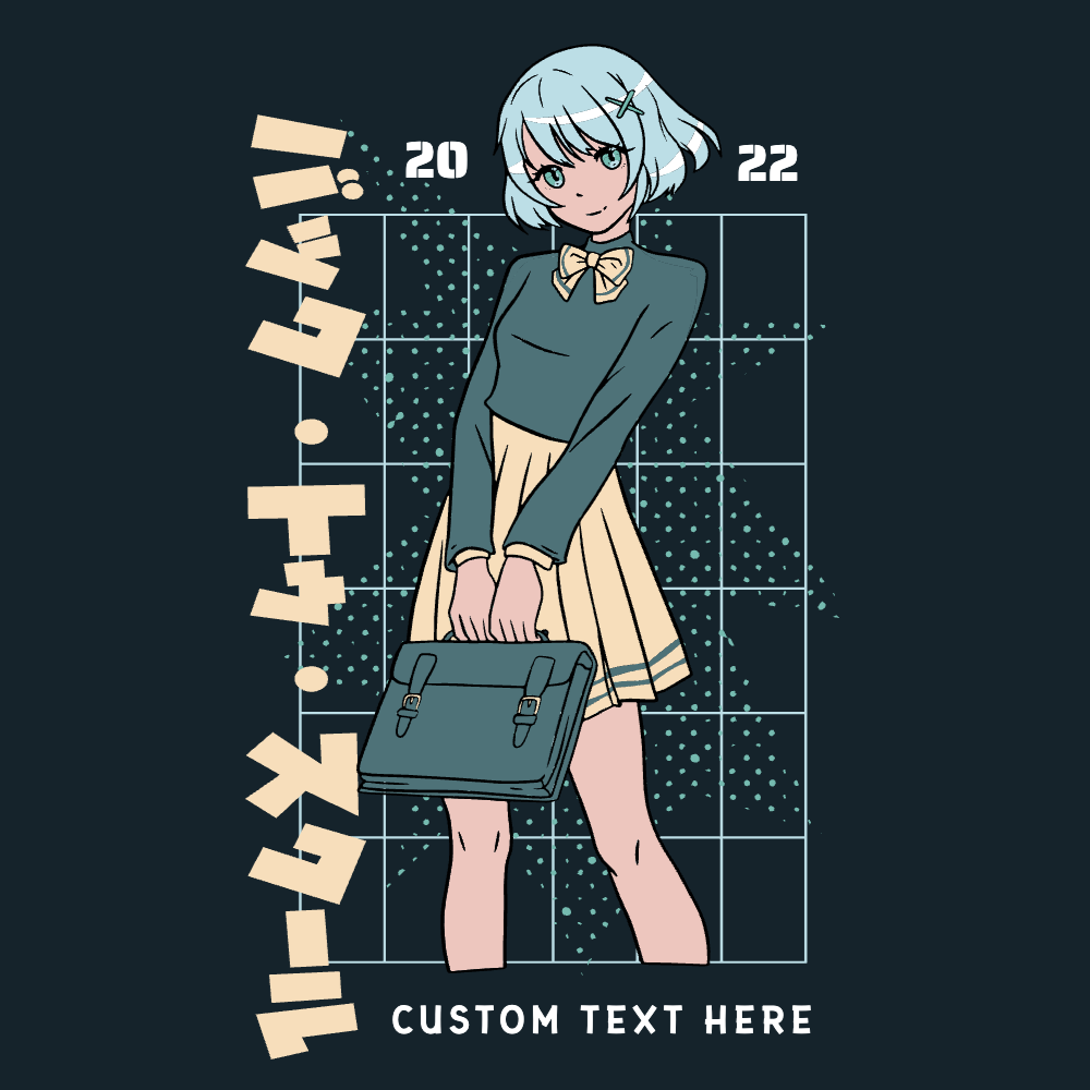 School anime girl editable t-shirt template