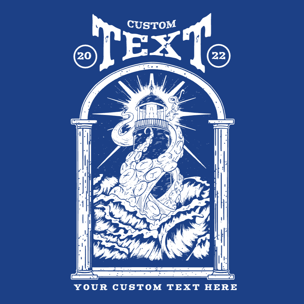 Sea monster lighthouse editable t-shirt template