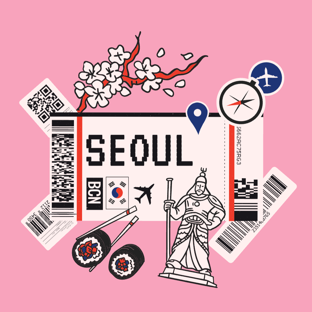 Seoul boarding pass editable t-shirt template | Create Merch Online