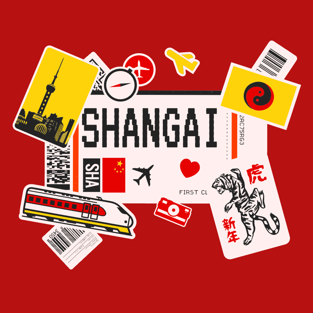 Shangai boarding pass editable t-shirt template | Create Online