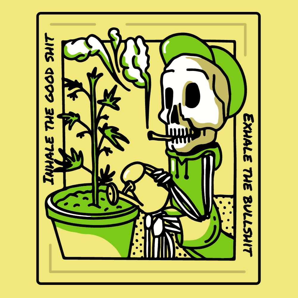 Skeleton cannabis plant editable t-shirt template