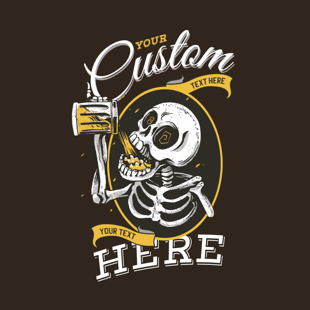 Skeleton drinking beer editable t-shirt template | Create Merch
