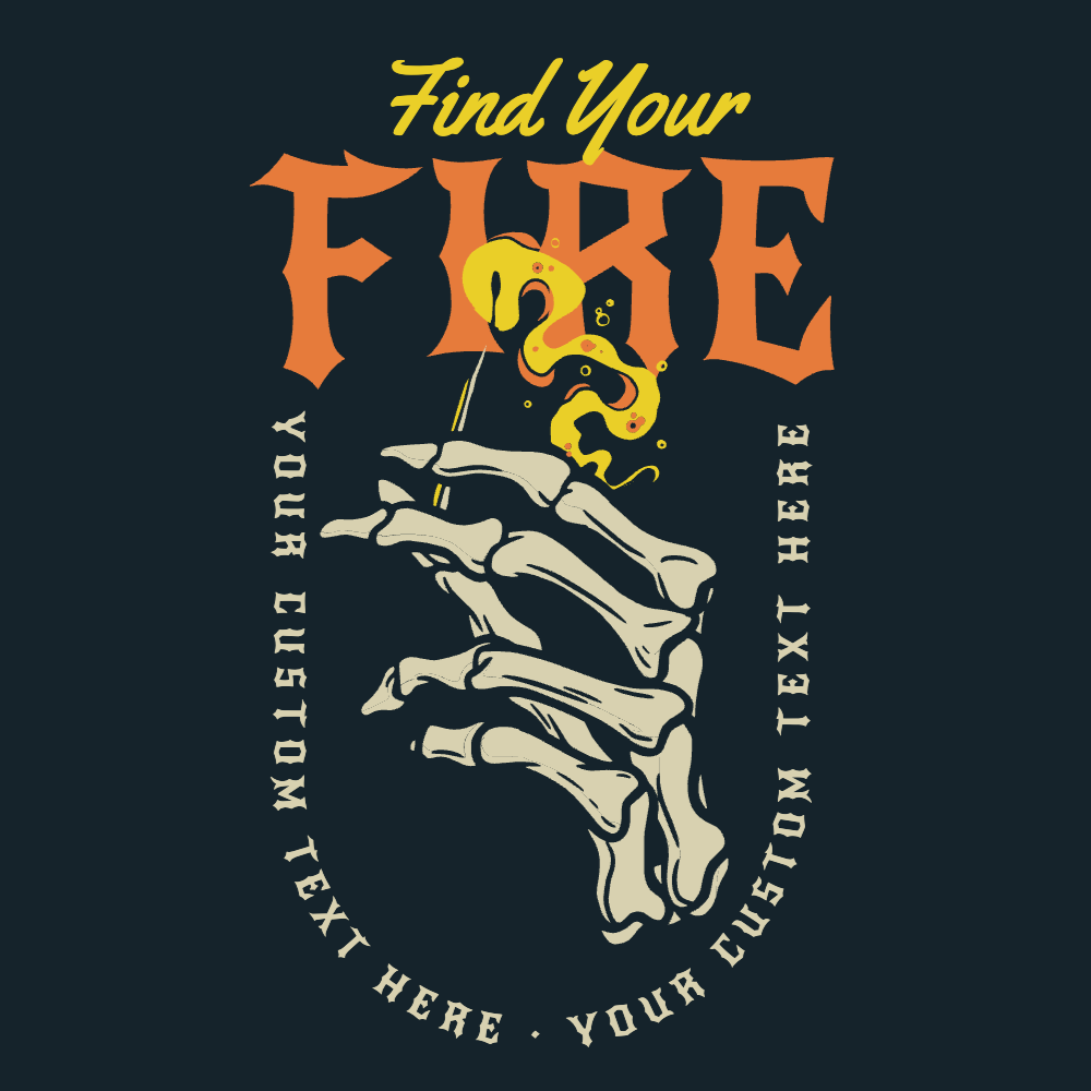Skeleton fire match hand editable t-shirt template | Create Designs