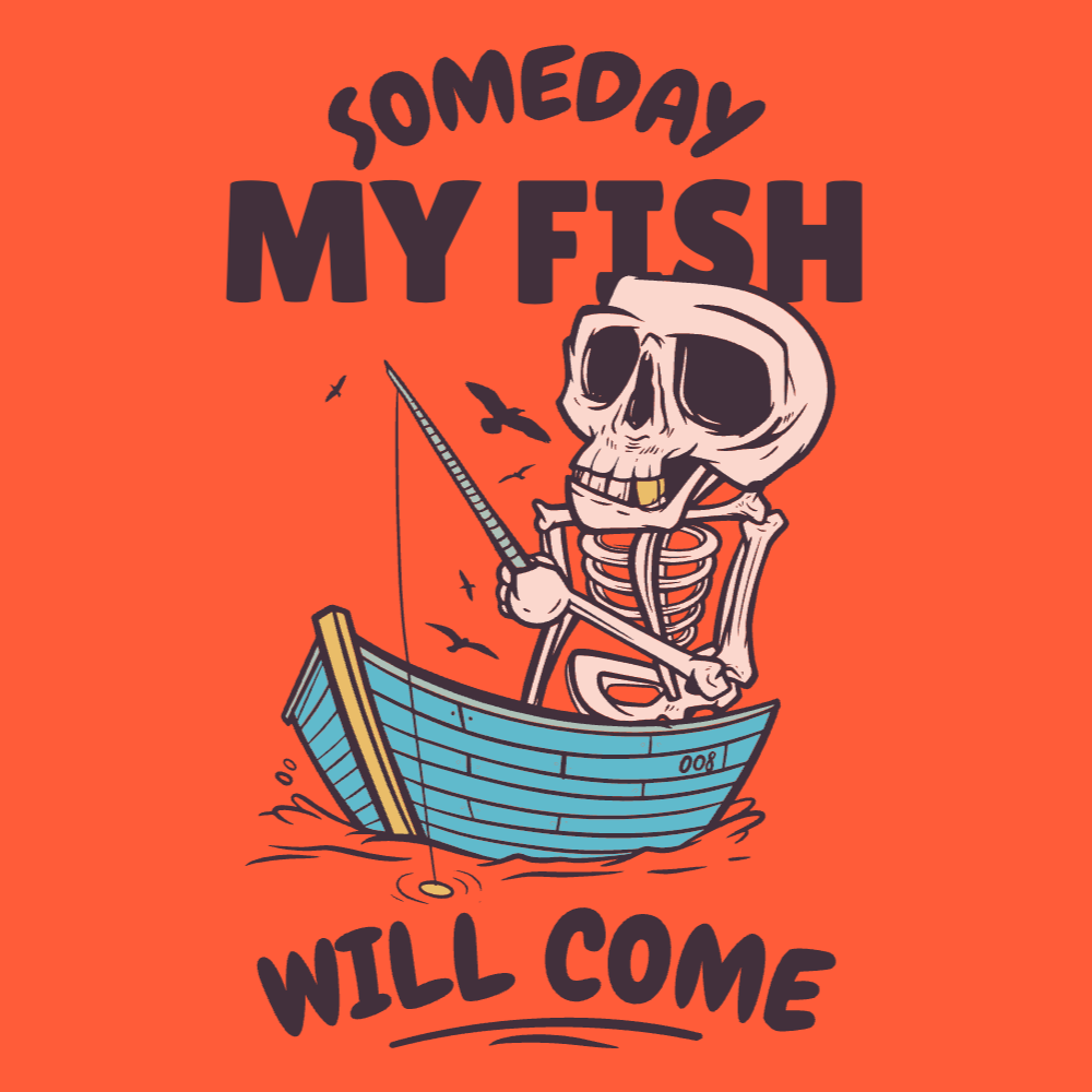 Skeleton fishing editable t-shirt template | Create Merch Online