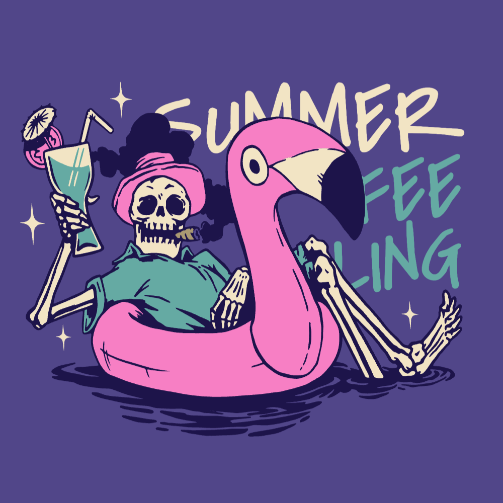 Skeleton flamingo float editable t-shirt template | Create Merch Online