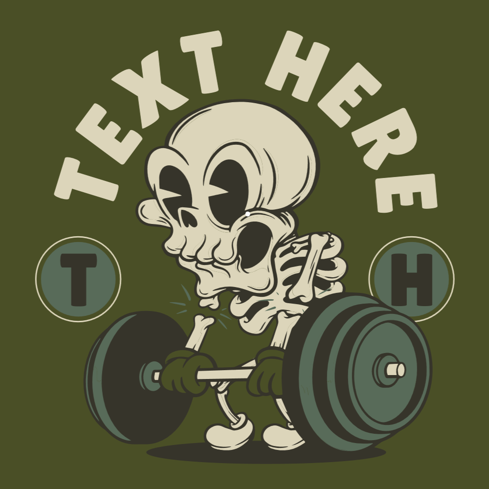 Skeleton gym editable t-shirt template