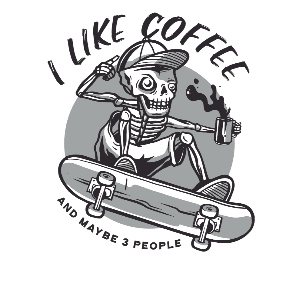 Skeleton in skateboard editable t-shirt template | Create Merch Online