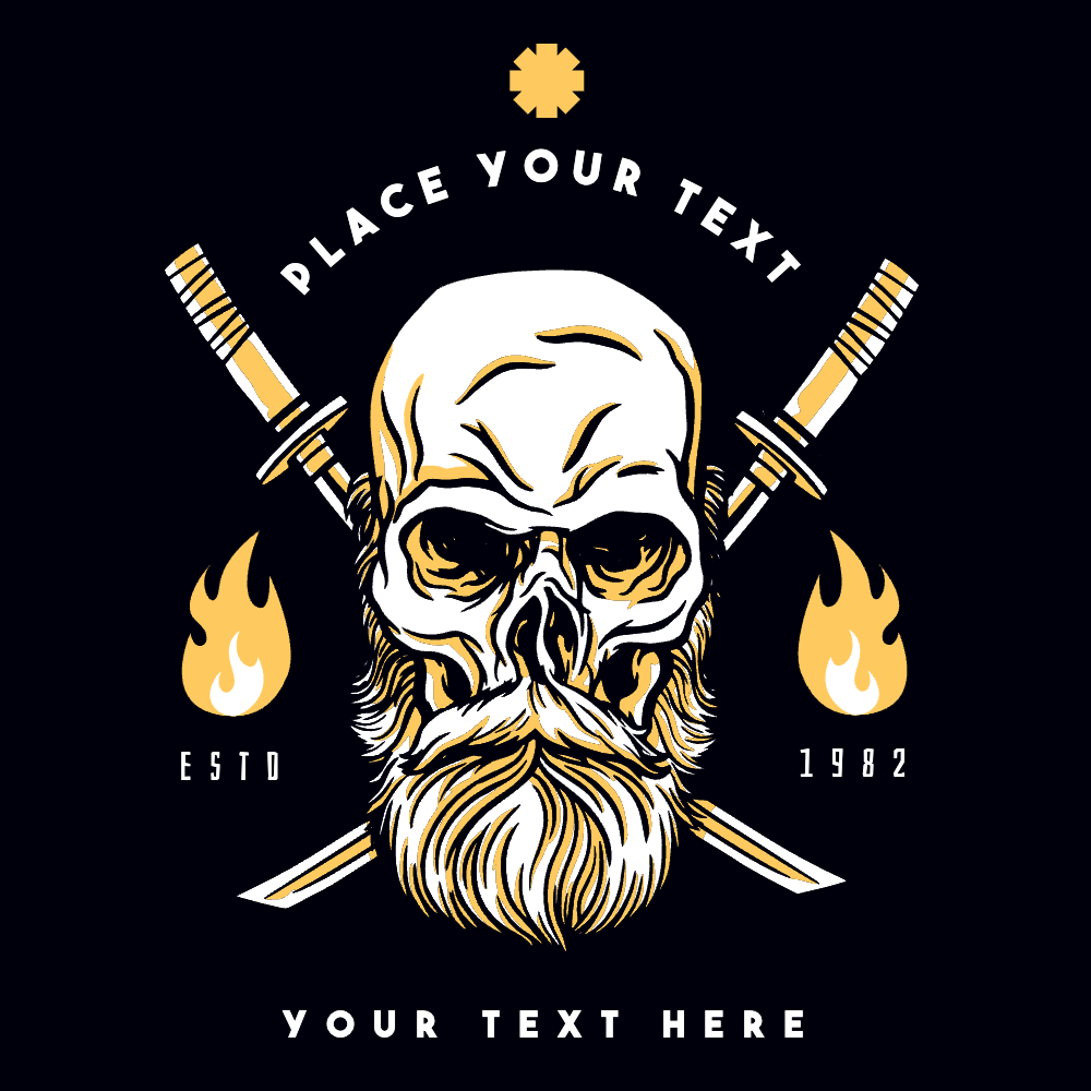 Skull and weapons t-shirt template editable | Create Merch Online