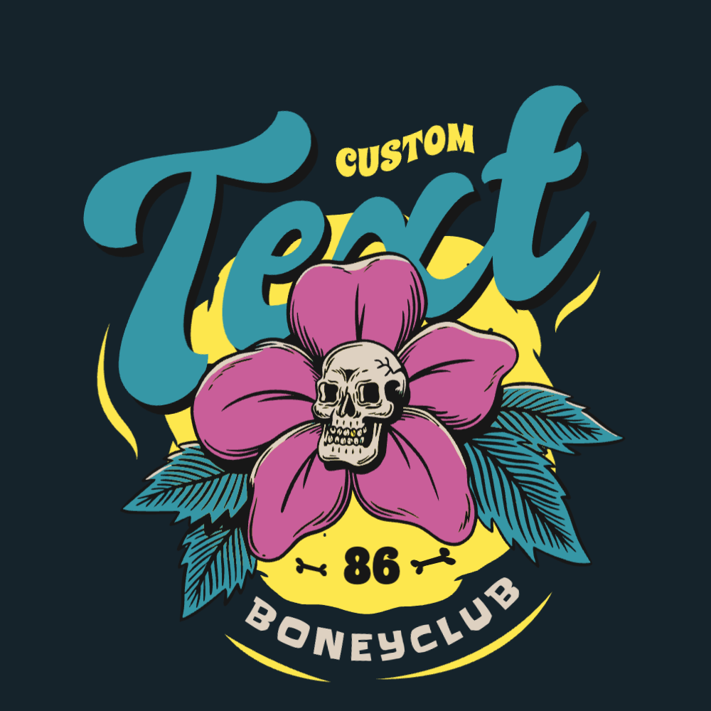 Skull tropical flower editable t-shirt template | Create Online