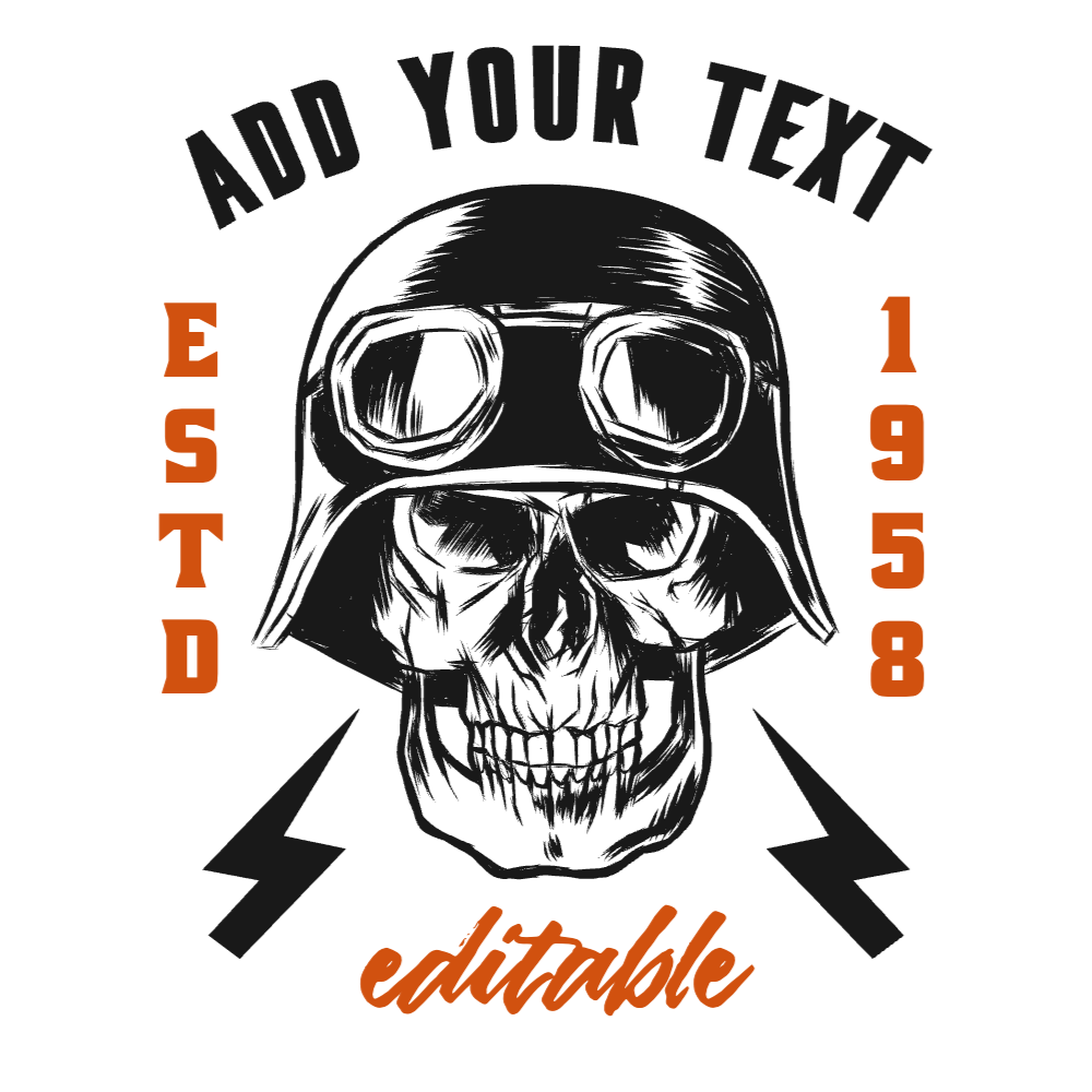 Skull with helmet editable t-shirt template | Create Online