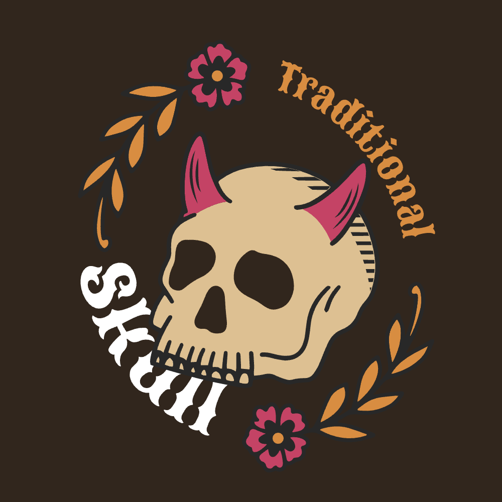 Skull with horns editable t-shirt template | Create Merch Online