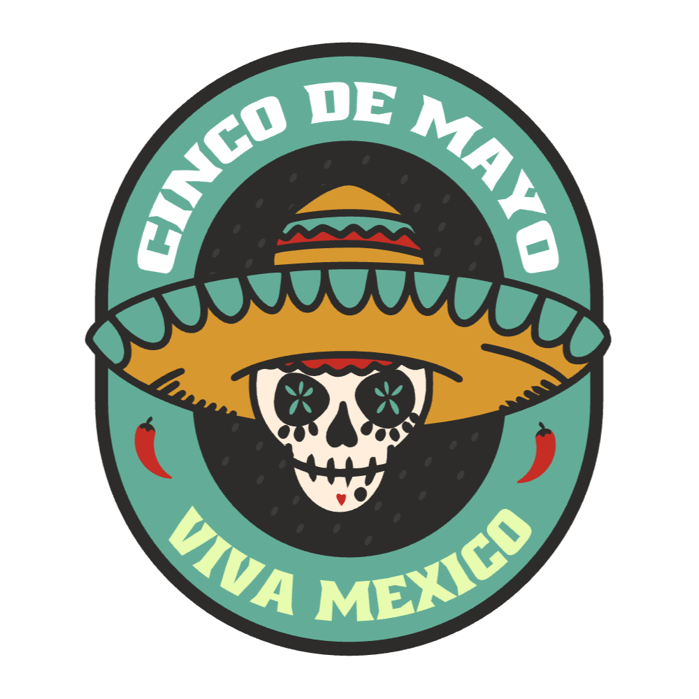 Skull with mexican hat t-shirt template editable | Create Merch Online