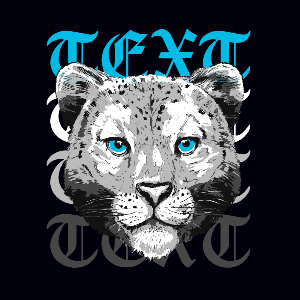 Snow leopard ediable t-shirt template | Create Merch Online
