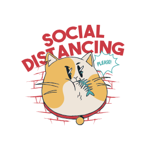 Social distancing cat editable t-shirt template