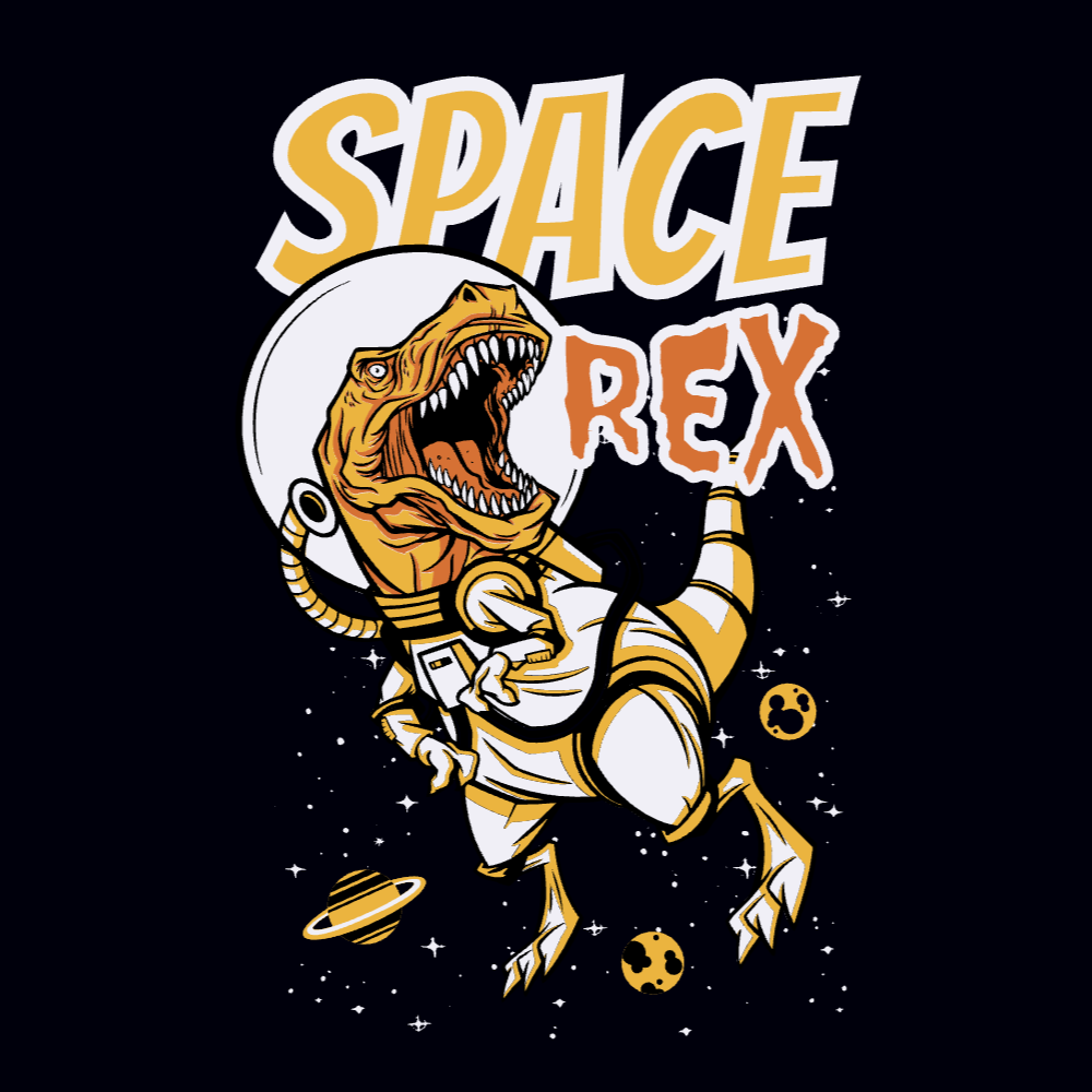 Space t-rex dinosaur editable t-shirt template | Create Merch