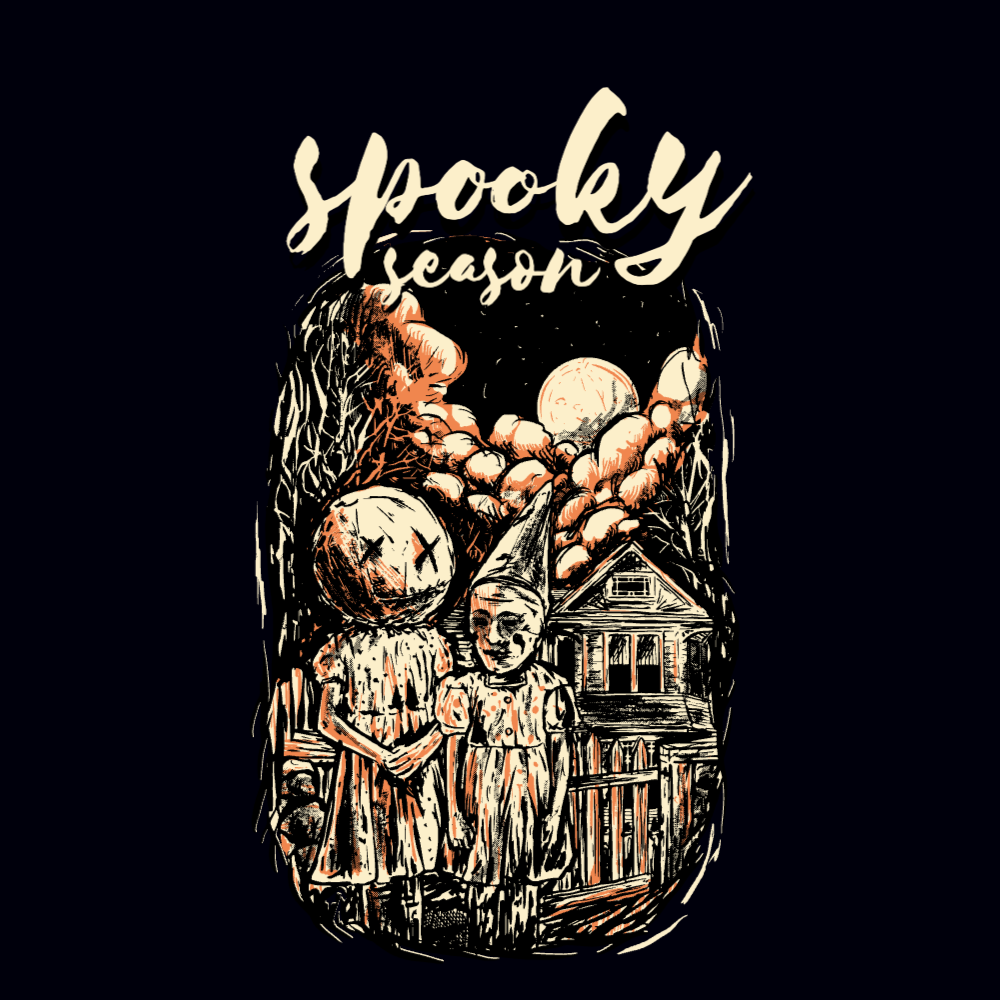 Spooky halloween sketch editable t-shirt template | Create Merch Online