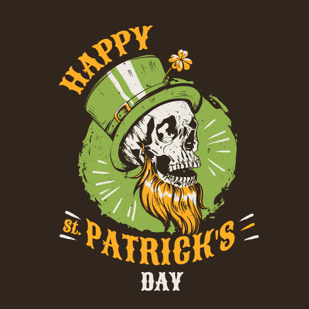 St. Patricks irish skull t-shirt template editable | Create Online