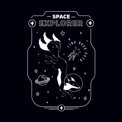 Space fox editable t-shirt template