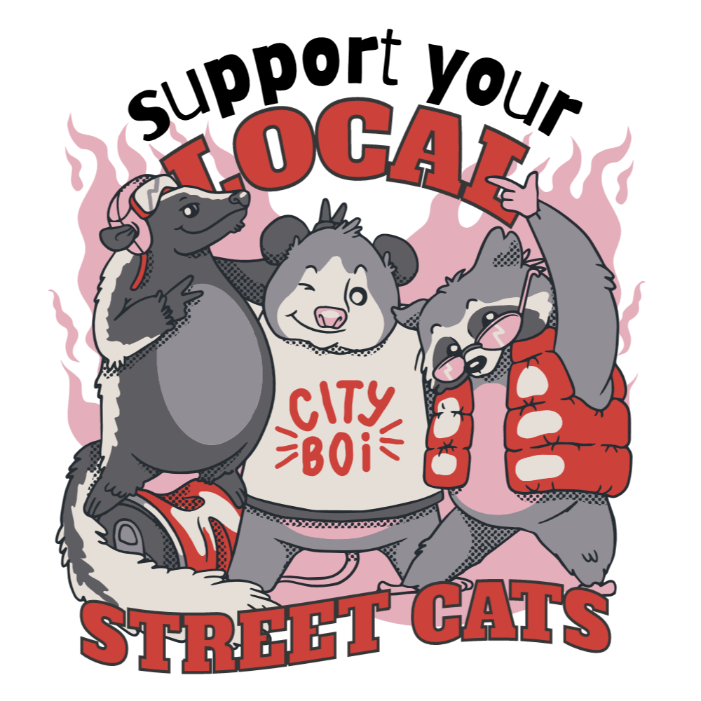 Street cats animals editable t-shirt template