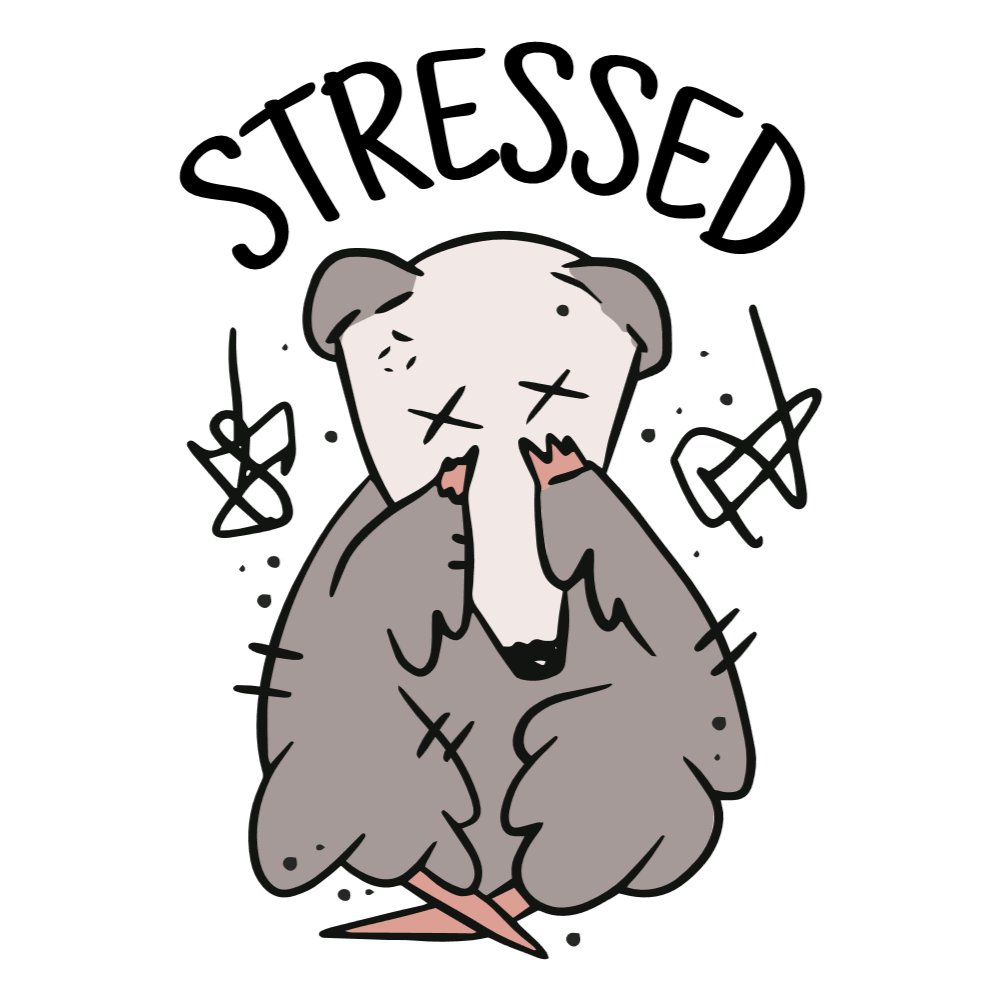 Stressed sad possum editable t-shirt template