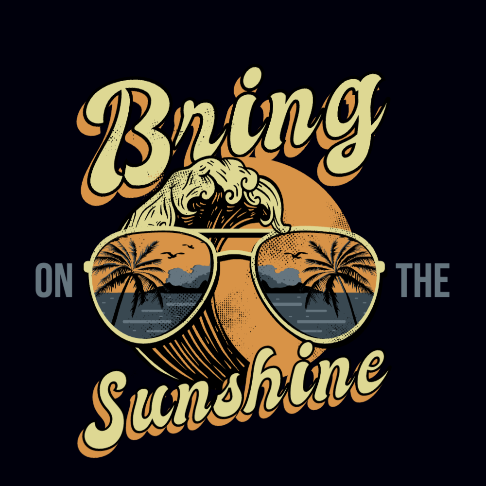 Sunglasses and wave editable t-shirt template | Create Merch