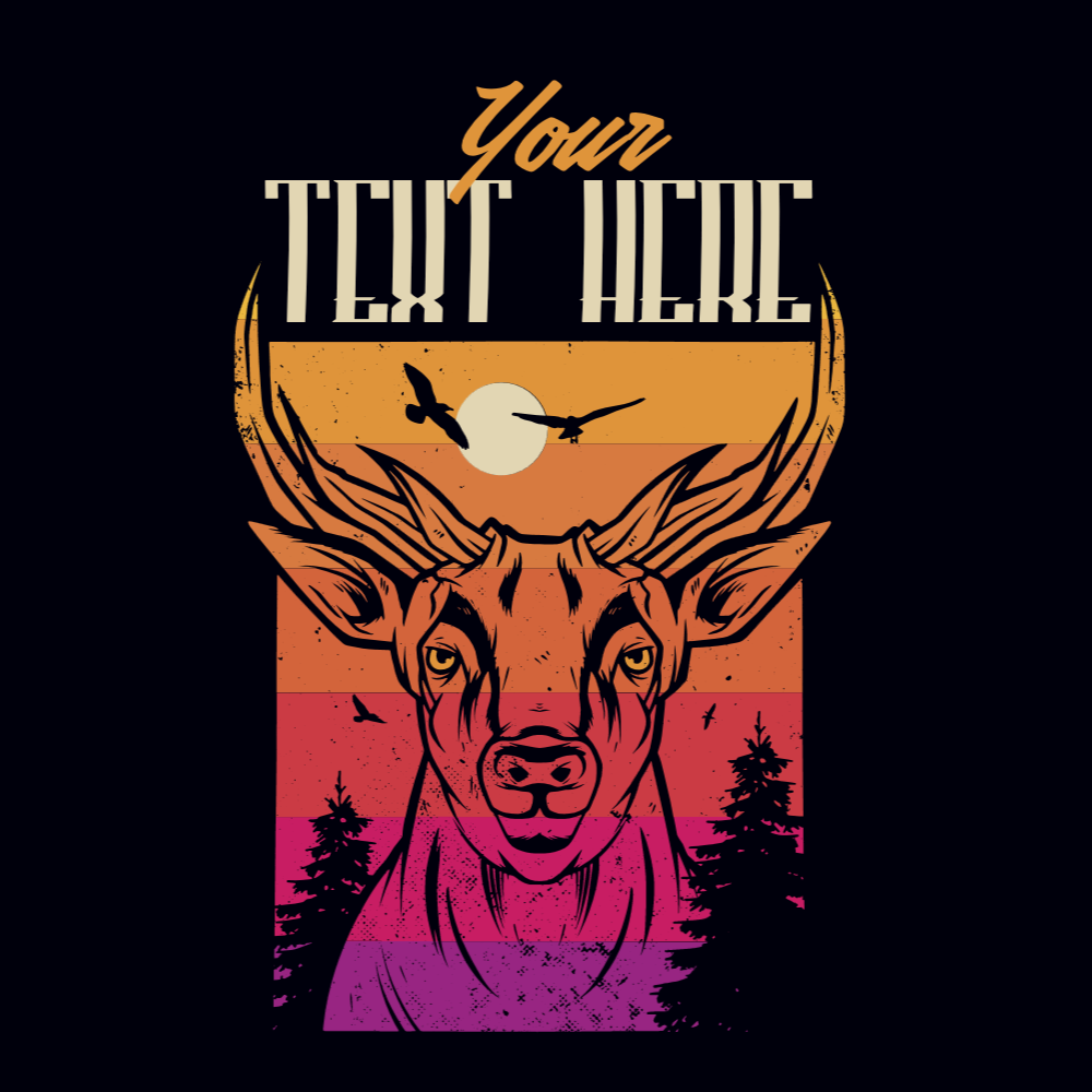 Sunset deer editable t-shirt template | Create Online