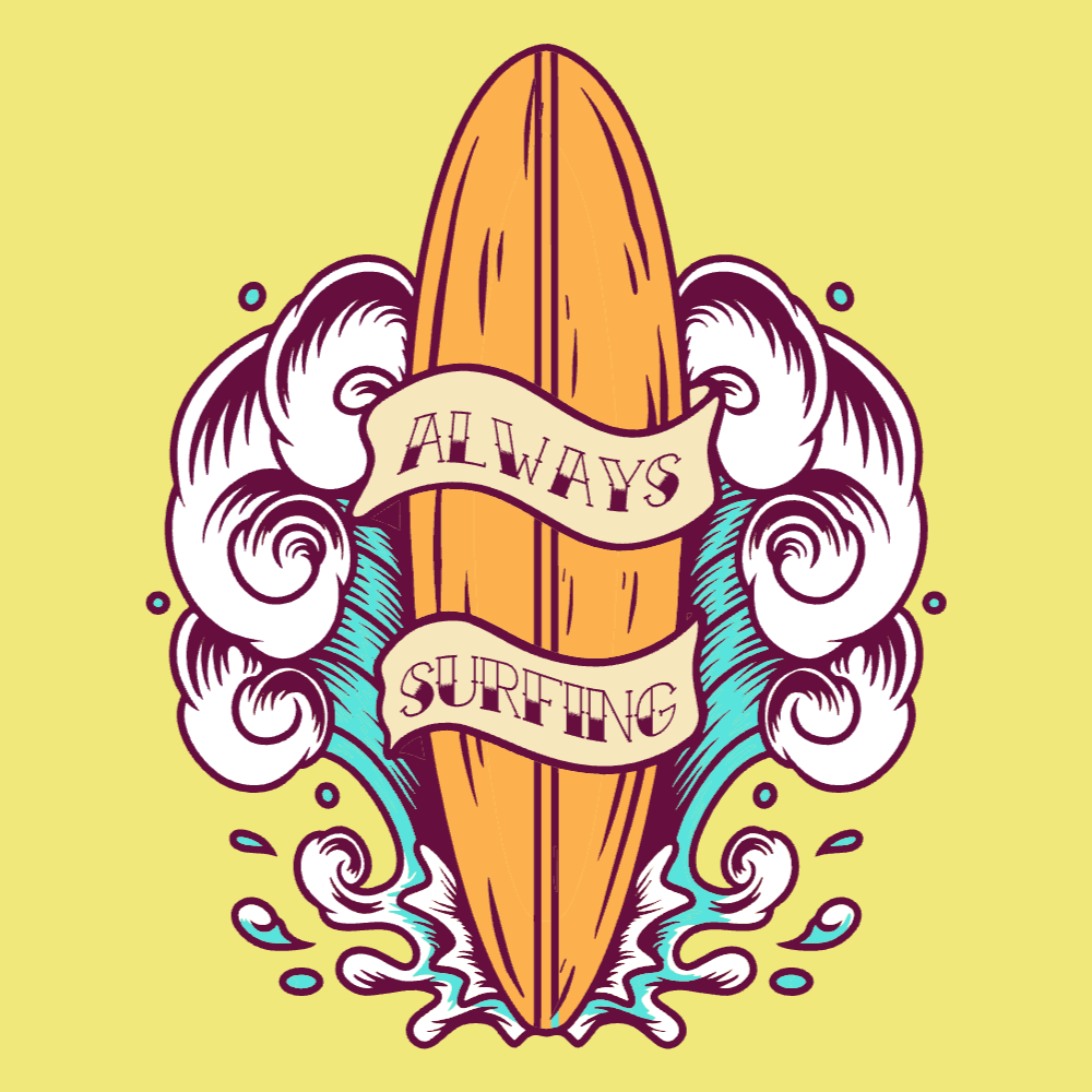 Surfboard editable t-shirt template | Create Merch