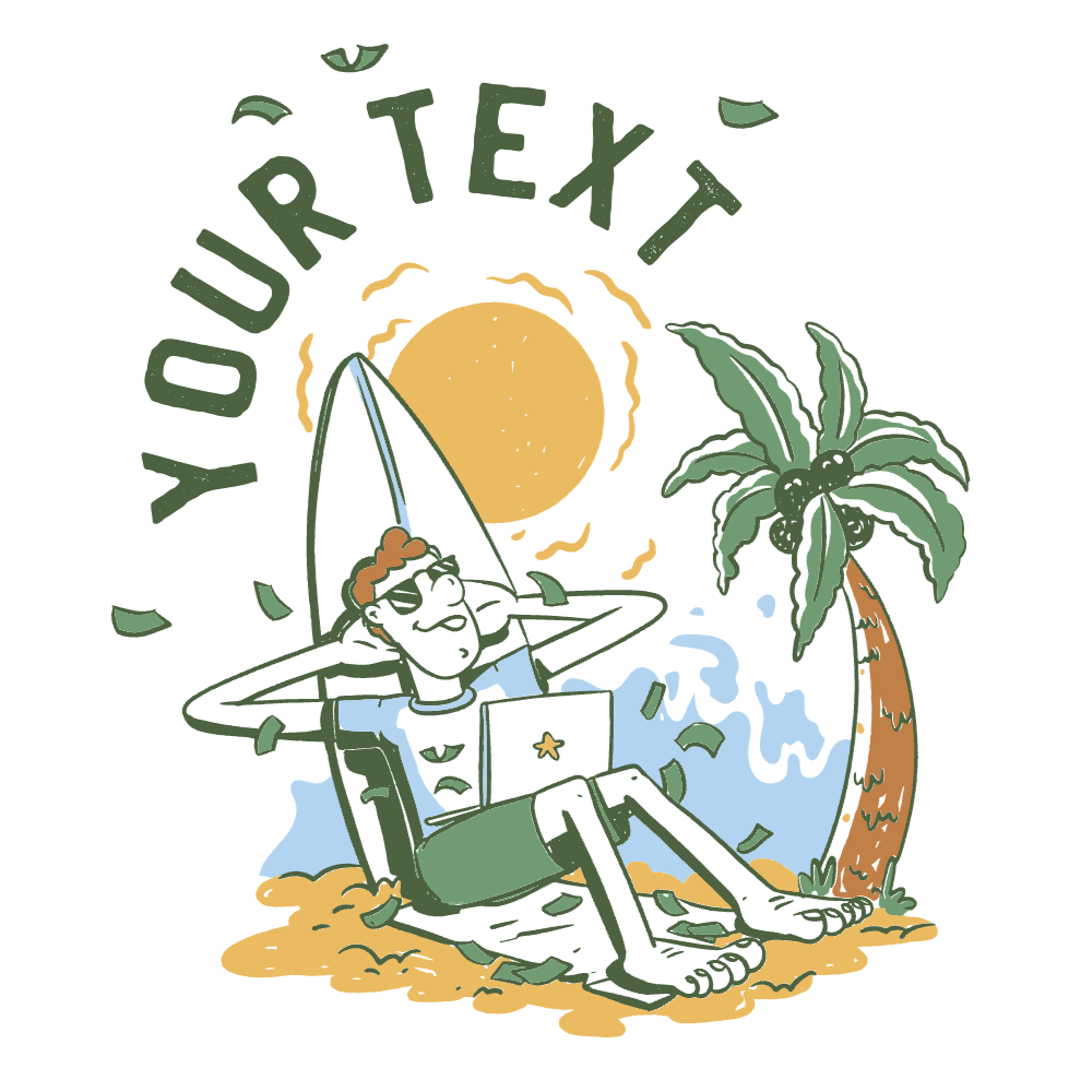 Surfer beach editable t-shirt template
