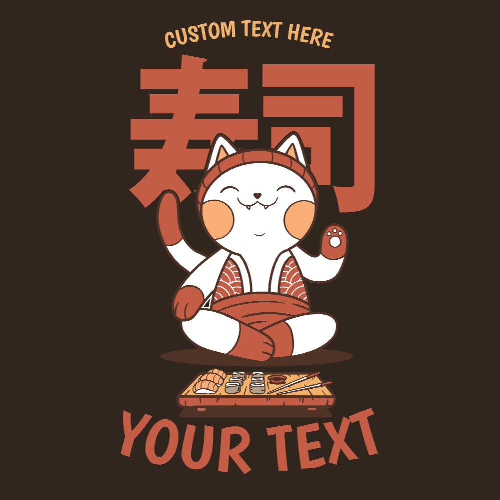 Sushi cat t-shirt template editable | Create Merch