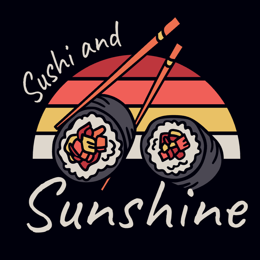 Sushi retro sunset editable t-shirt template | Create Merch