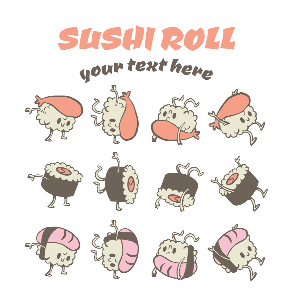 Sushi rolls editable t-shirt template | Create Online