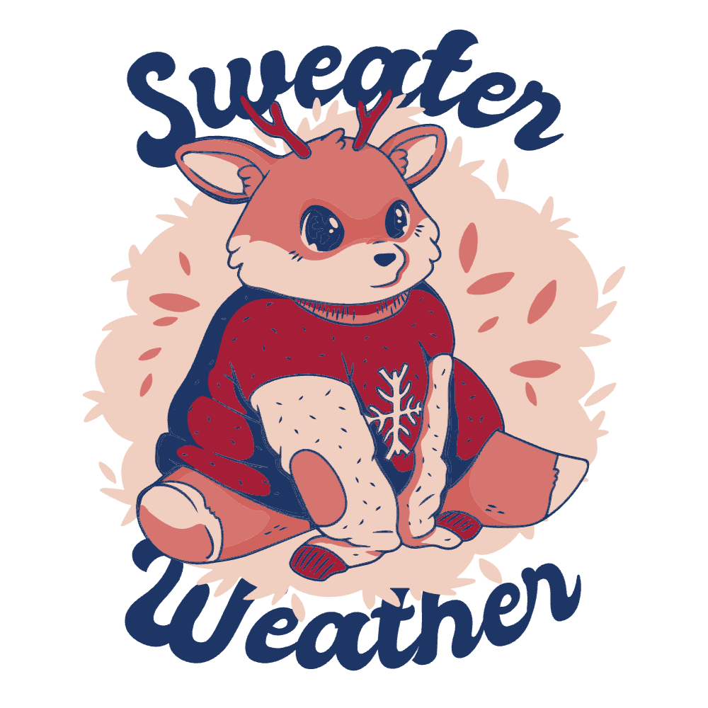 Sweater weather deer editable t-shirt template
