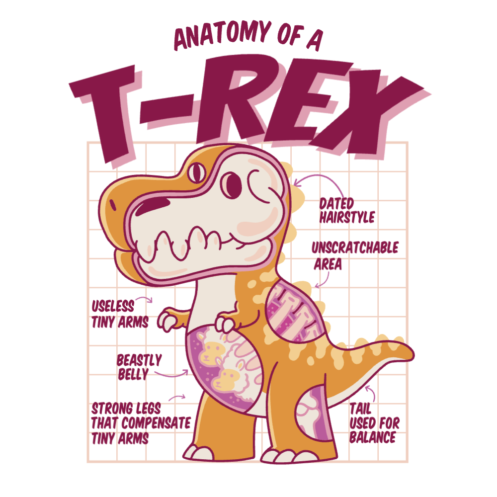 T-rex anatomy editable t-shirt template