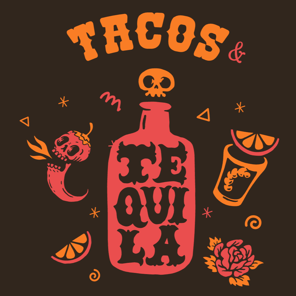 Tacos & tequila t-shirt template editable | Create Designs