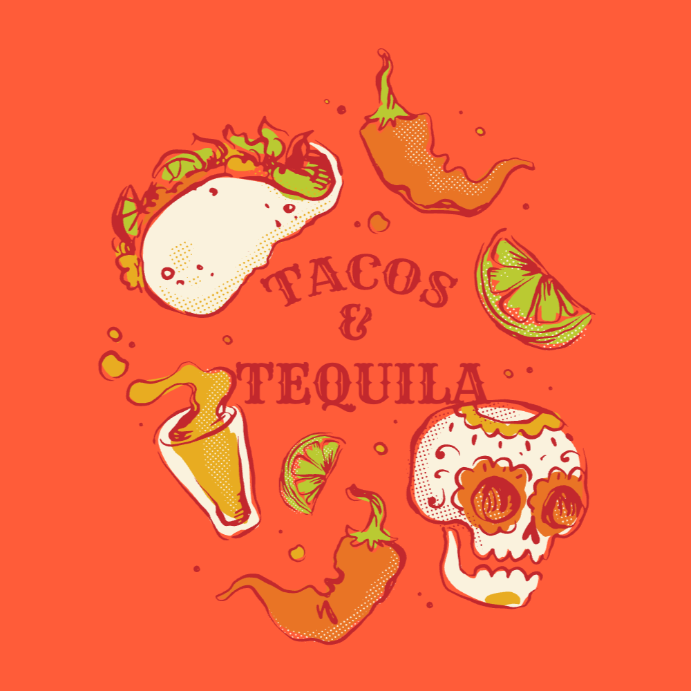 Tacos and tequila editable t-shirt template | T-Shirt Maker