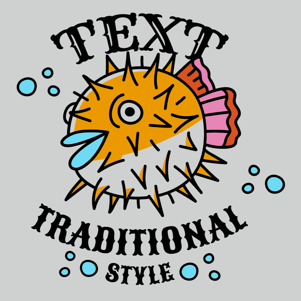 Tattoo blowfish editable t-shirt template | Create Merch