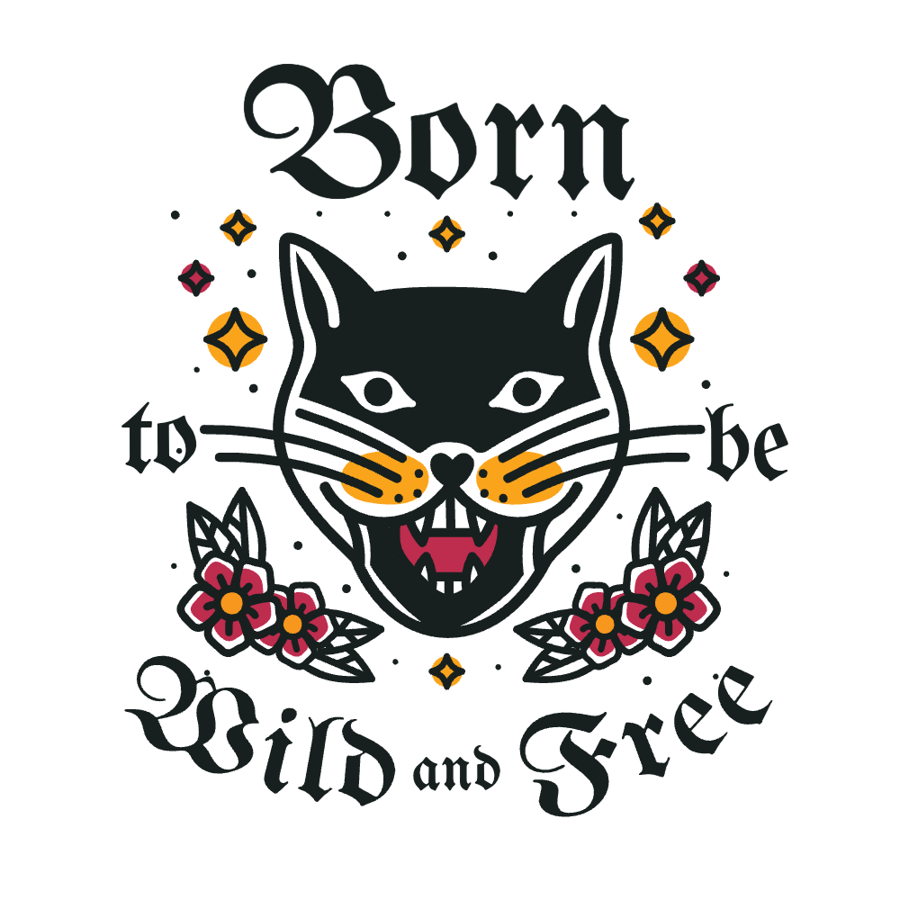 Tattoo cat editable t-shirt template | Create Designs
