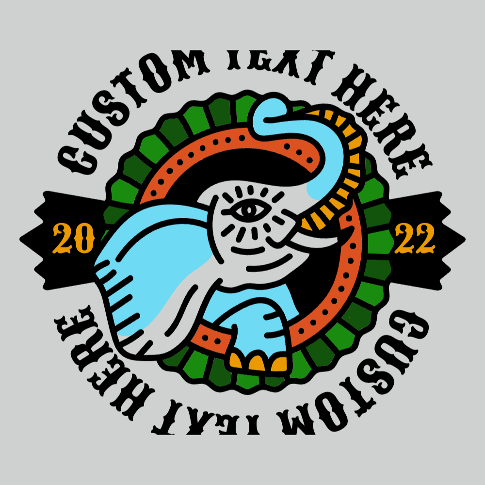 Tattoo elephant badge editable t-shirt template | Create Designs