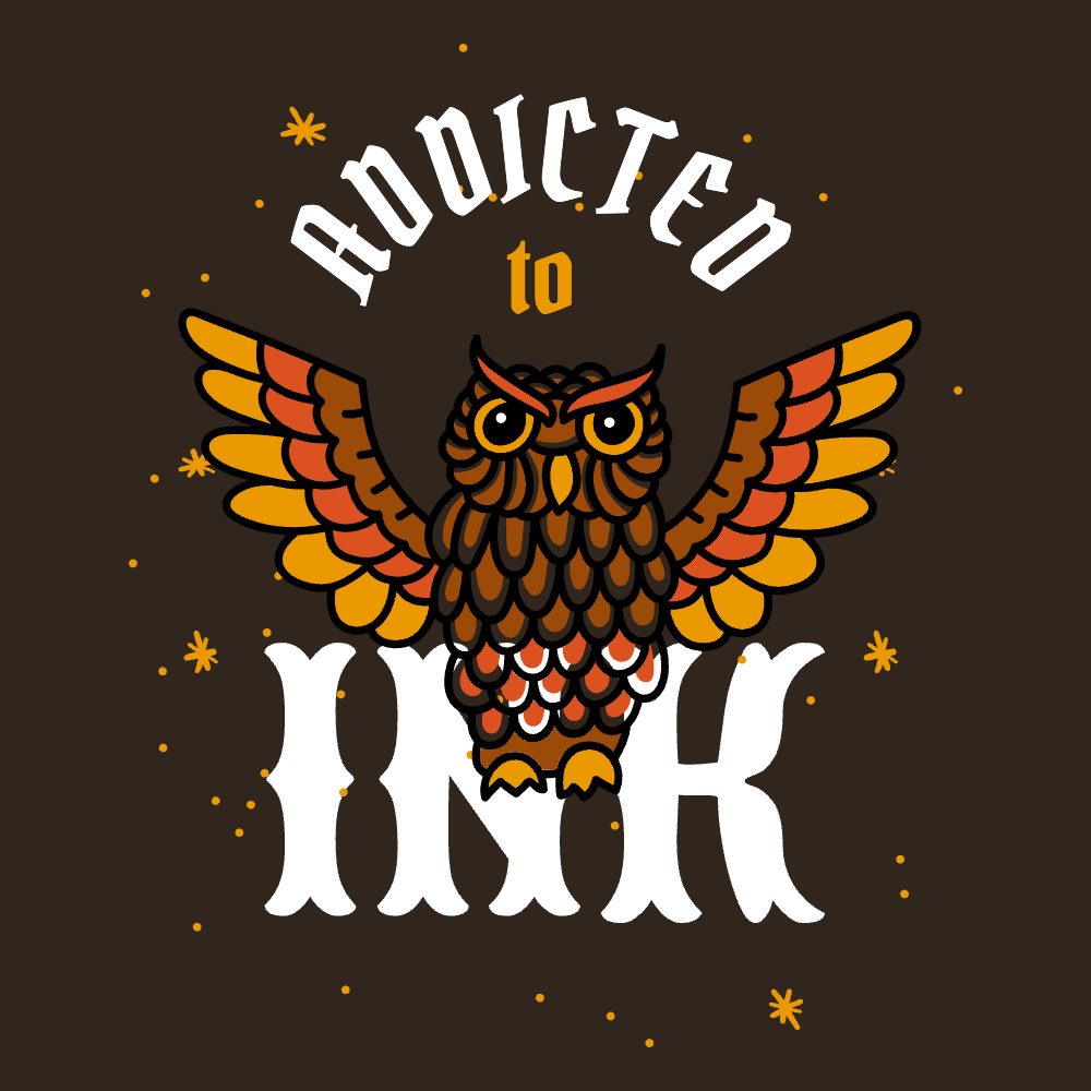 Tattoo owl editable t-shirt template | Create Designs