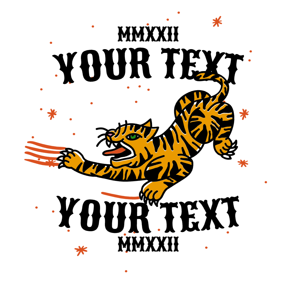 Tattoo tiger badge editable t-shirt template | Create Merch Online
