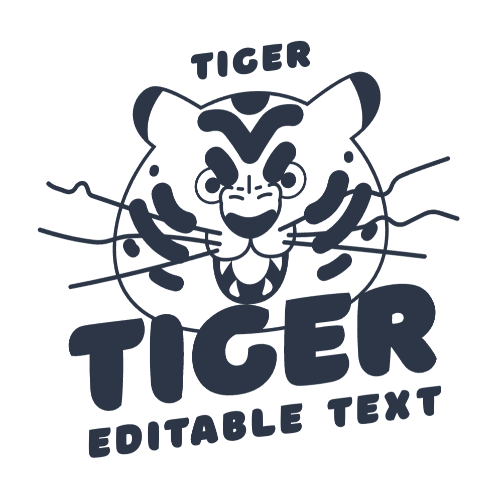 Tiger cartoon head editable t-shirt template | T-Shirt Maker