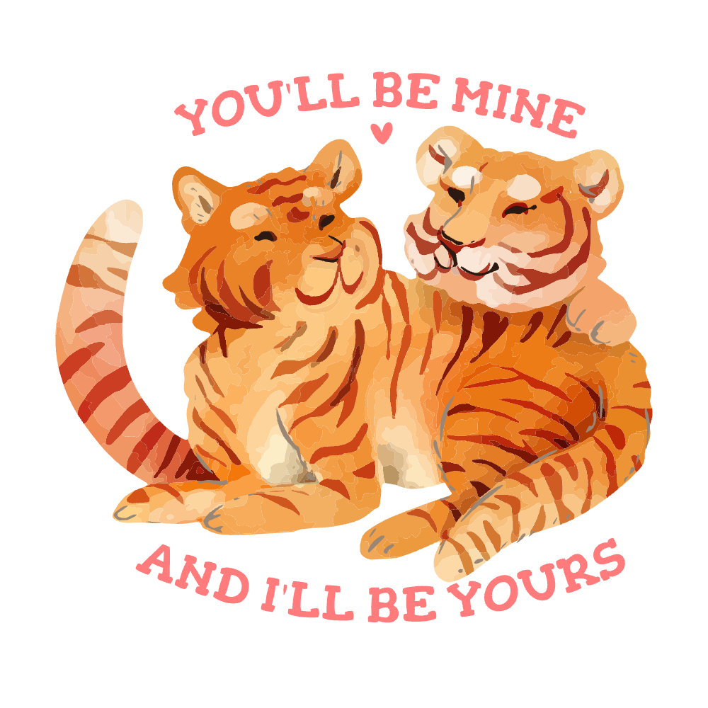 Tiger couple editable t-shirt template