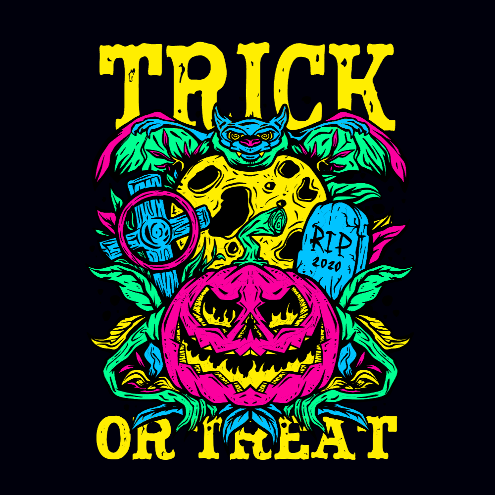 Trippy halloween editable t-shirt template