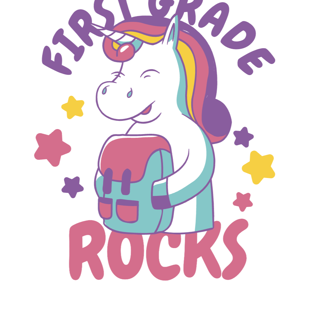 Unicorn and backpack editable t-shirt template | Create Online