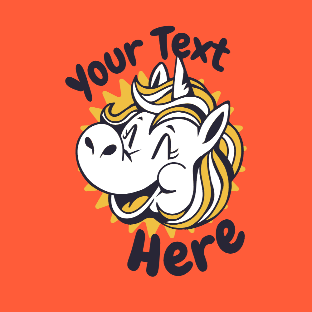 Unicorn head cartoon editable t-shirt template | T-Shirt Maker