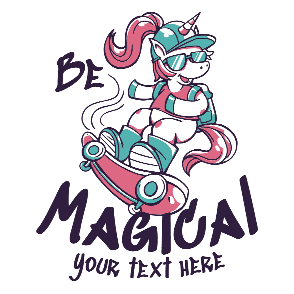 Unicorn skater editable t-shirt template | Create Online