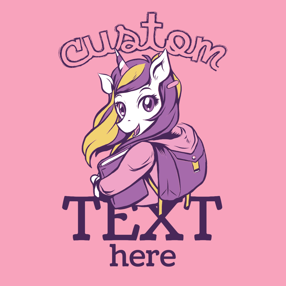 Unicorn with backpack editable t-shirt template | Create Merch Online