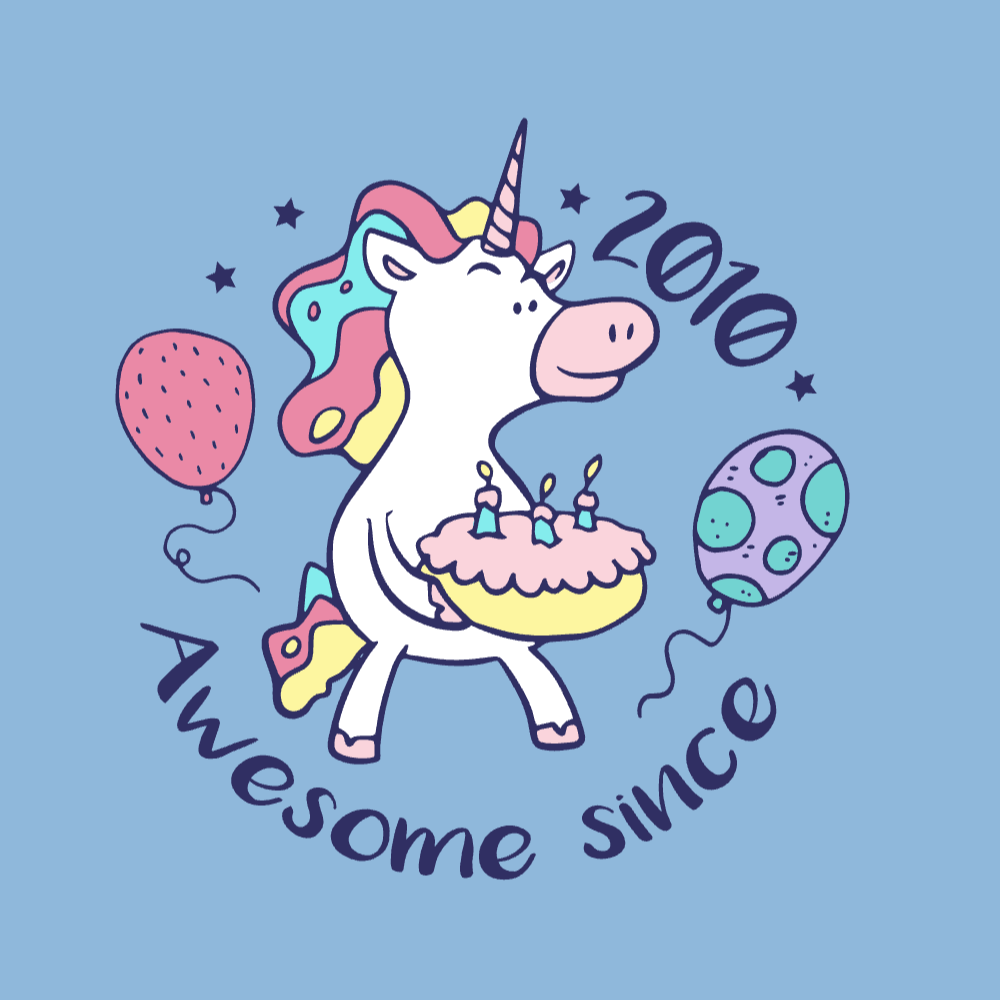 Unicorn with birthday cake editable t-shirt templa | T-Shirt Maker