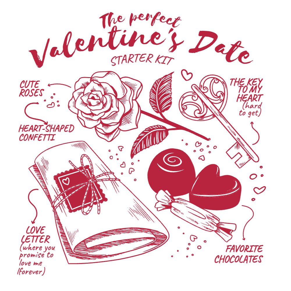 Valentine's date kit editable t-shirt template